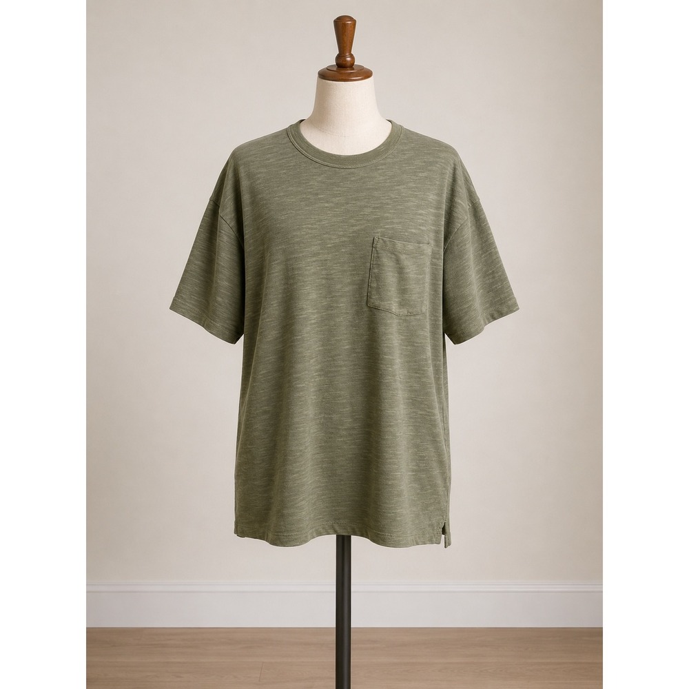 Old Navy Mens Garment-Dyed Slub Cotton Pocket T-Shirt Olive Green Large NEW‎